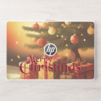 Christmas Tree with Golden Presents HP Laptop Skin