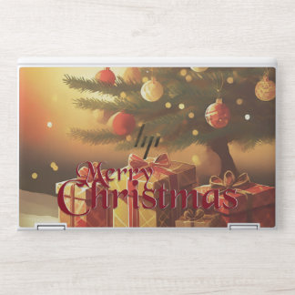 Christmas Tree with Golden Presents HP Laptop Skin