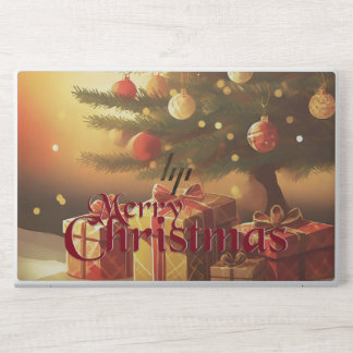 Christmas Tree with Golden Presents HP Laptop Skin