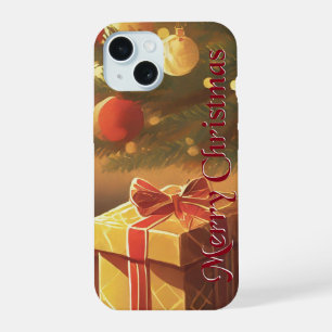 Christmas Tree with Golden Presents iPhone 15 Case