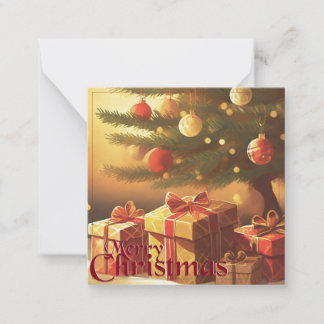Christmas Tree with Golden Presents Note Card