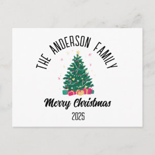 Christmas Tree With Lights Personalized Name Holiday Postcard