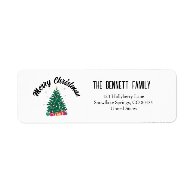 Christmas Tree With Lights Personalized Name Label (Front)