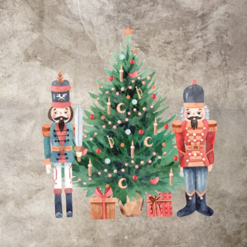 Christmas tree with nutcrackers floor decals