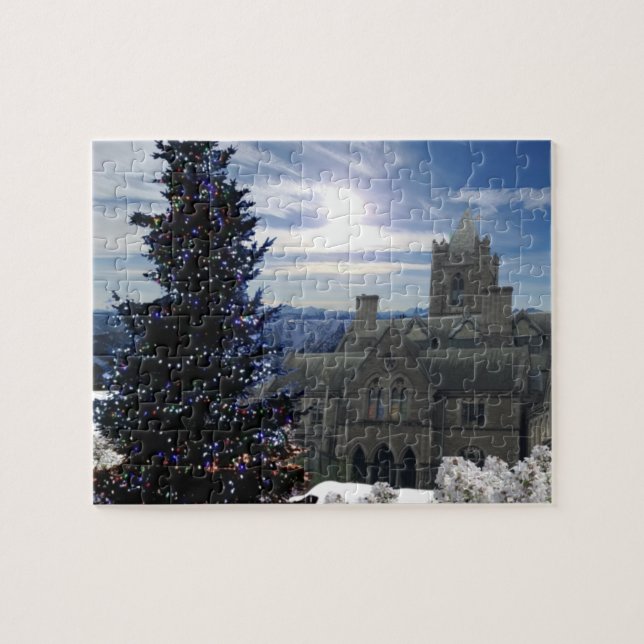 Christmas Tree with Old Church Jigsaw Puzzle (Horizontal)