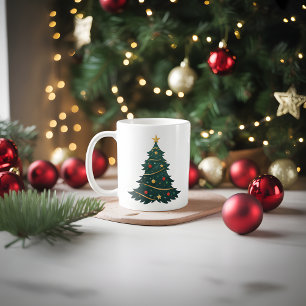 Christmas tree with ornaments and stars coffee mug