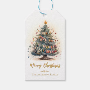 Christmas tree with ornaments Gift tag