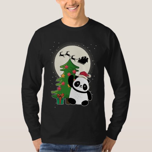 Christmas Tree With Panda Christmas Gift T_Shirt