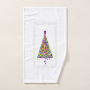 CHRISTMAS TREE WITH PURPLE STAR HAND TOWEL