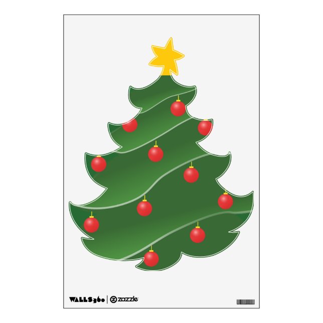 Christmas Tree with Red Baubles Wall Decal (Front)