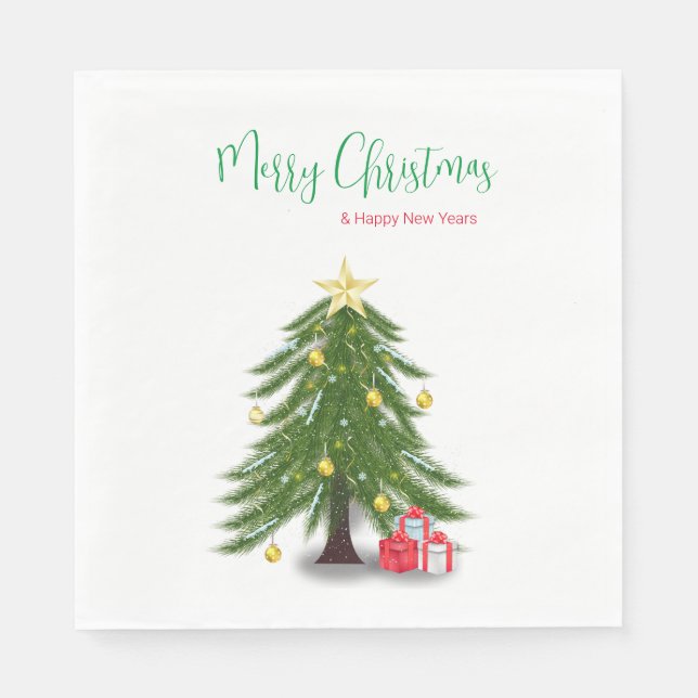Christmas tree with Red present  Napkins (Front)