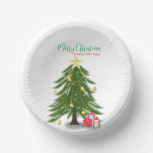 Christmas tree with Red present Paper Bowls