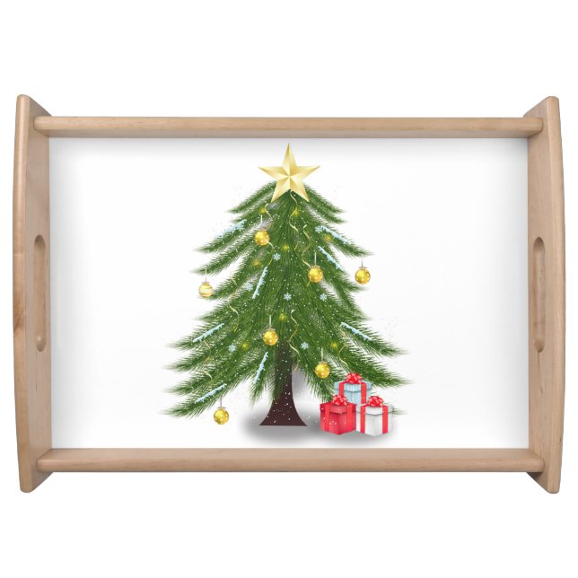 Christmas tree with Red present     Serving Tray (Front)