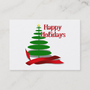 Christmas Tree with Red Ribbon Business Card