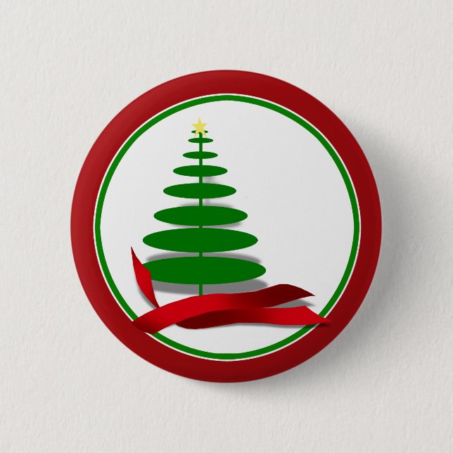 Christmas Tree with Red Ribbon Button (Front)