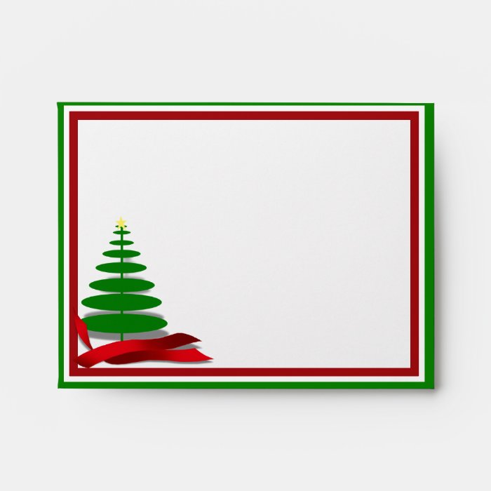 Christmas Tree with Red Ribbon Envelope