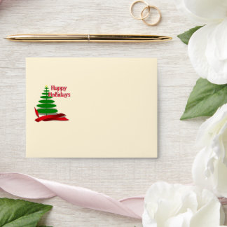 Christmas Tree with Red Ribbon Envelope