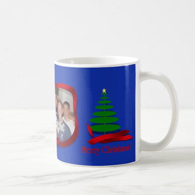 Christmas Tree with Red Ribbon Photo Frame Coffee Mug (Right)