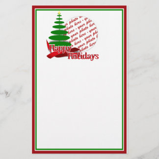 Christmas Tree with Red Ribbon Photo Frame Stationery