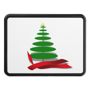 Christmas Tree with Red Ribbon Tow Hitch Cover
