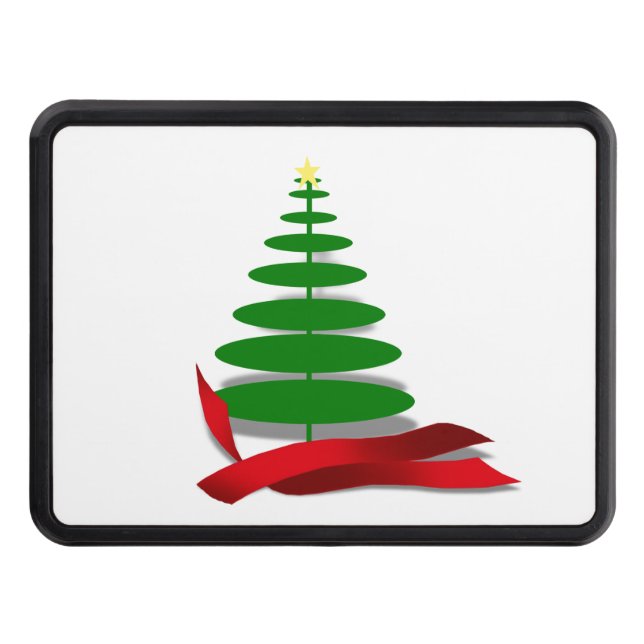 Christmas Tree with Red Ribbon Tow Hitch Cover (Front)
