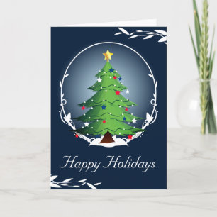 Christmas Tree with Red White and Blue Stars Card