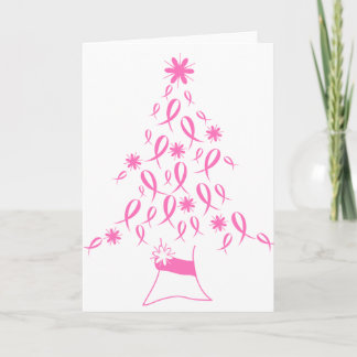 Christmas Tree with Ribbons Breast Cancer Holiday Card
