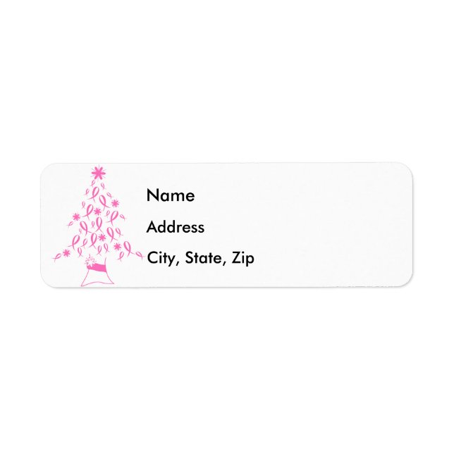 Christmas Tree with Ribbons Breast Cancer Label (Front)