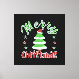 Christmas tree with Santa hat Canvas Print