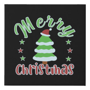 Christmas tree with Santa hat Faux Canvas Print