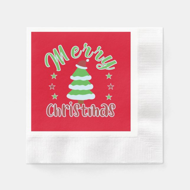 Christmas tree with Santa hat Napkins (Front)