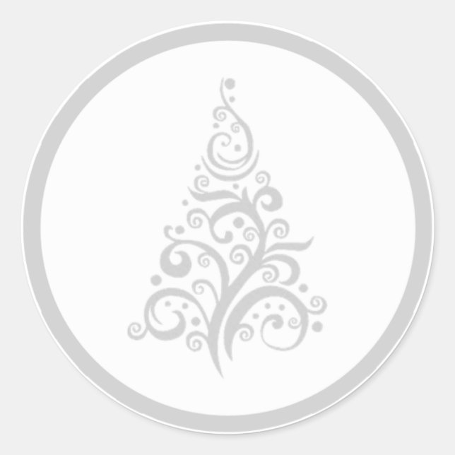 Christmas tree with silver gray swirls sticker (Front)