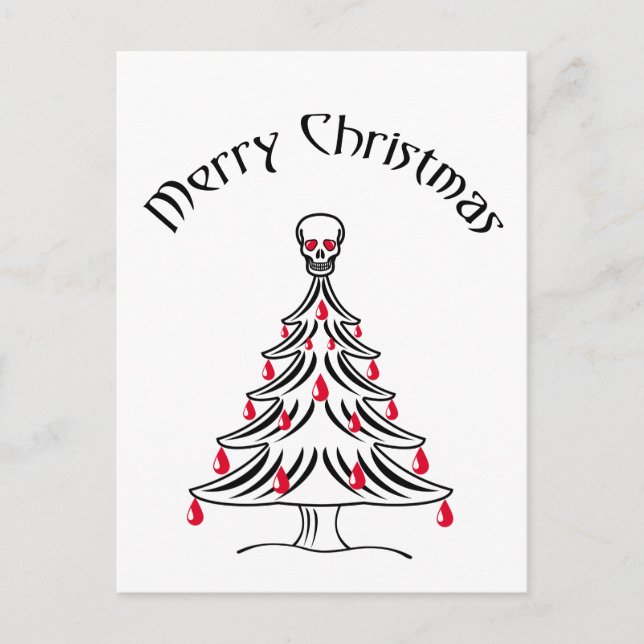 Christmas tree with skull postcard (Front)