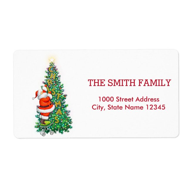 Christmas Tree with Snow Background Label (Front)