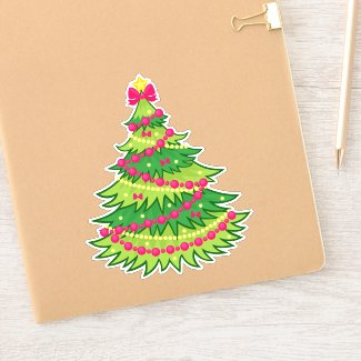 Christmas Tree with Star and Bow Sticker