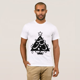 Christmas Tree with Star Black and White Shirt