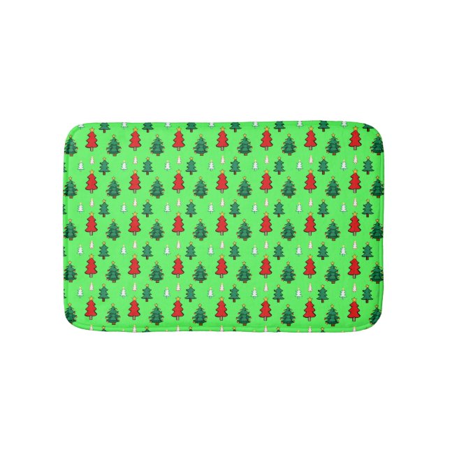 Christmas tree with star topper seamless pattern bath mat (Front)