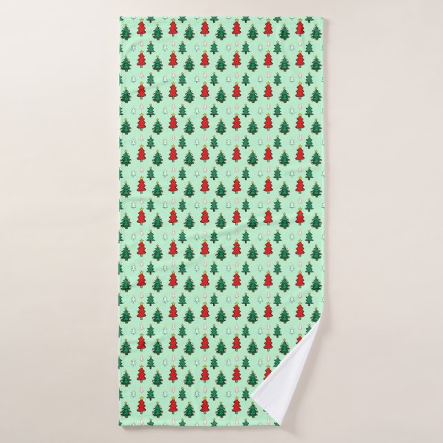 Christmas tree with star topper seamless pattern bath towel (Bath Towel)