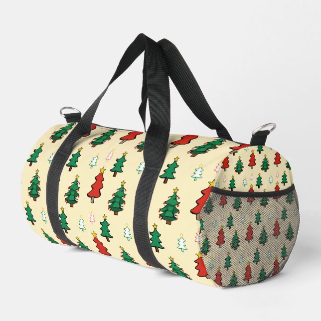Christmas tree with star topper seamless pattern duffle bag (Right Corner)