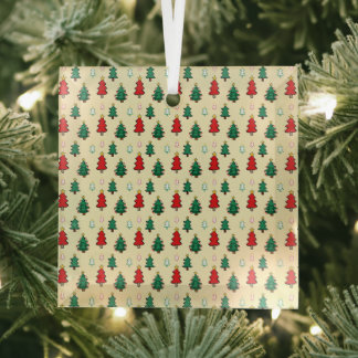 Christmas tree with star topper seamless pattern glass ornament
