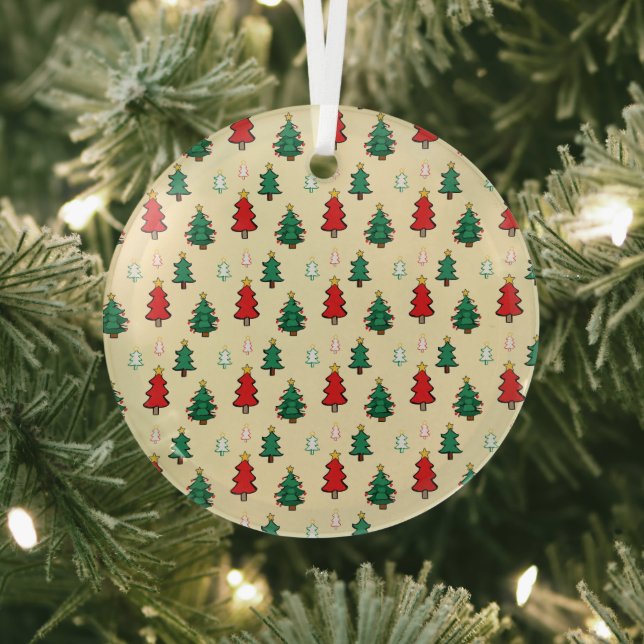 Christmas tree with star topper seamless pattern glass ornament (Insitu)