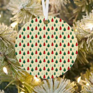 Christmas tree with star topper seamless pattern metal ornament