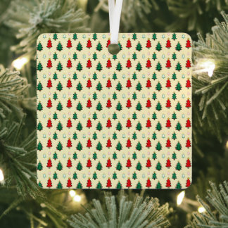 Christmas tree with star topper seamless pattern metal ornament