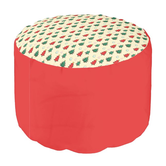 Christmas tree with star topper seamless pattern pouf (Angled Back)