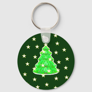 Christmas Tree with Stars jGibney The MUSEUM Zazzl Keychain