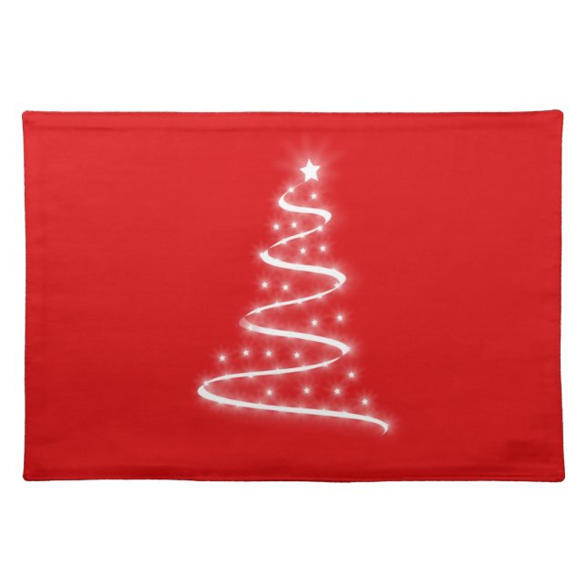 Christmas Tree with Stars on Red Cloth Placemat (Front)