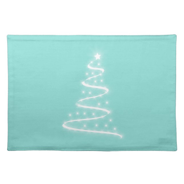 Christmas Tree with Stars on Teal Cloth Placemat (Front)