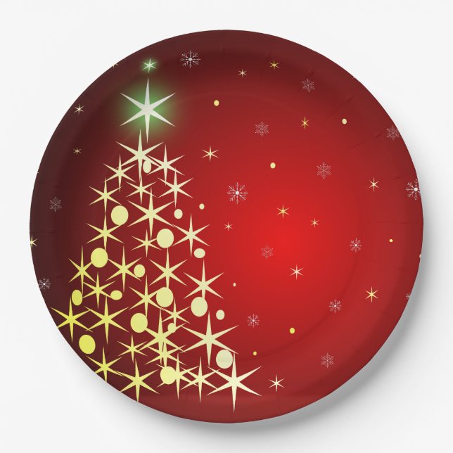 Christmas tree with stars paper plates (Front)