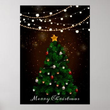 Christmas Tree With String Lights Poster by Pick_Up_Me at Zazzle