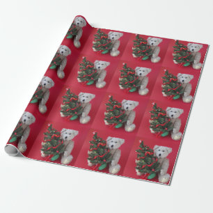 Christmas tree with teddy bear wrapping paper